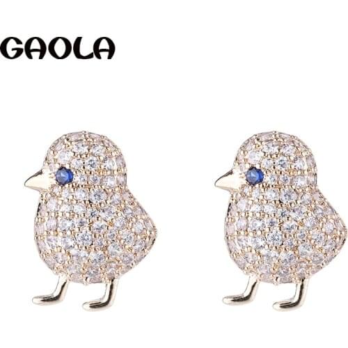 GAOLA Fashion Micro Paved Shining Tiny Cute Chick Cubic Zirconia Stud Earring GLE8022