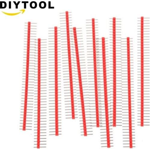 10PCS Red 2.54mm 40 Pin Male Single Row Pin Header Strip ZH1