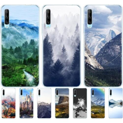 Silicon phone cover case for huawei p40 lite E p40 pro cover for huawei Y7P Y6S Y9S NOVA 5T Mountain Forest Clouds