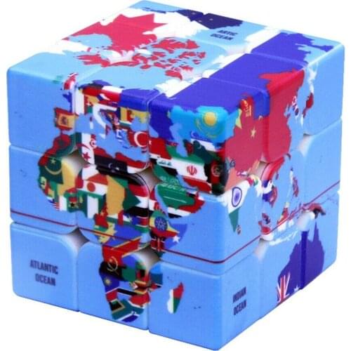Speed World Map National Flag 3x3x3 Design Magic Cube 3D IQ Games Twist Puzzle Relief Effect Toy Fancy Cubic Brain Teaser 3x3