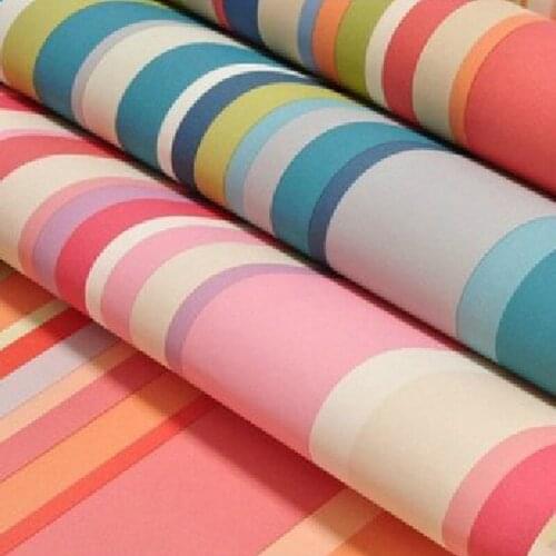 Mediterranean 3D Embossed Wallpaper Roll colorful horizontal and vertical stripes Wallpaper Environmental Protection Wallpaper