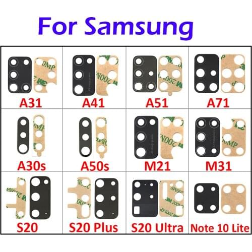 50 Pcs , Back Camera Glass Lens For Samsung A21S A01 A11 A51 A515F A71 A31 A41 M21 M31 A30S A50S S20 Plus S20 Ultra S20 fe M31S