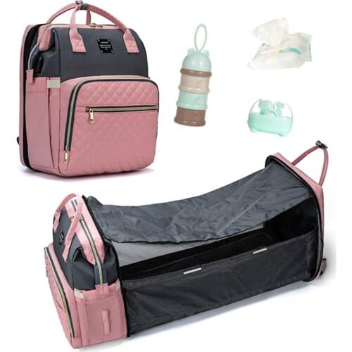 Novelty Mummy Bag Multifunctional Portable Backpack For Bed Waterproof Large Capacity Fashion Baby Diaper Bag Baby Pregnant Bag