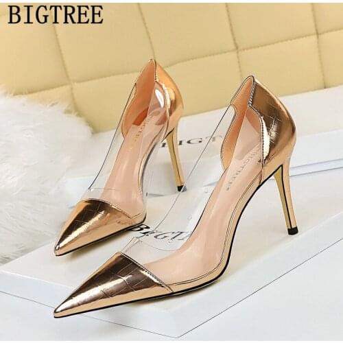 Wedding Pumps Women Shoes Transparency Heels Evening Shoes Sexy High Heels Stiletto Extreme High Heels Sapato Feminino Buty 2021