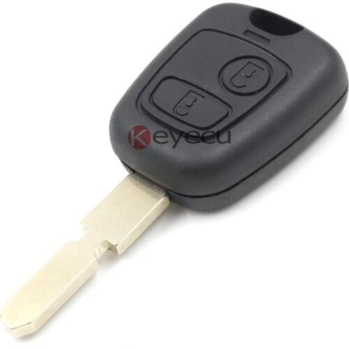 KEYECU 2PCS Replacement Shell Remote Key Case Keyless Entry Fob 2 Button For Peugeot 407 107 205 206 207 307 406 Uncut Blade