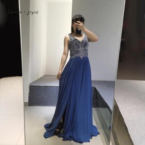 Elegant Long Prom Dresses Bead Dress A-Line Skirt Party Dress By Lemon Joyce