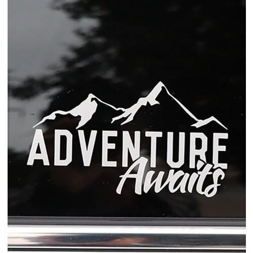 ZTTZDY 15CM*8.5CM Personality Adventure Awaits Vinyl Motorcycle Car-styling Car Sticker ZJ2-0066