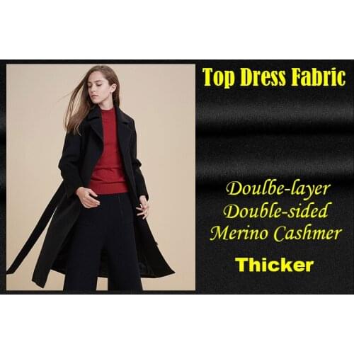 2019 High-end Brand Coat Thicker Wool Silk Fabric Double-sided Merino Cashmer Short Soft Glossy diy Fabric for Dress stitch lilo