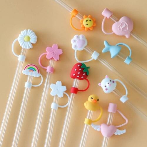 5Pcs Silicone Straw Plug Reusable Airtight Drinking Dust Cap Cup Accessories Cartoon Plugs Tips Cover Suit For 6-8mm Straws
