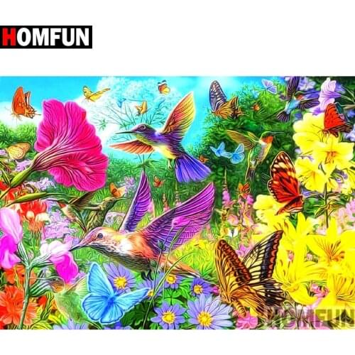 HOMFUN Full Square/Round Drill 5D DIY Diamond Painting "Birds and flowers" 3D Embroidery Cross Stitch 5D Home Decor A13386