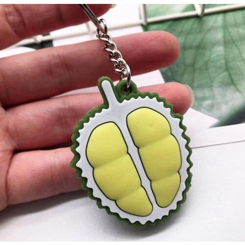FREE SHIPPING BY DHL 100pcs/lot New Lovely Durian Shaped Keychains Tropical Fruit Durian Keyrings for Gifts