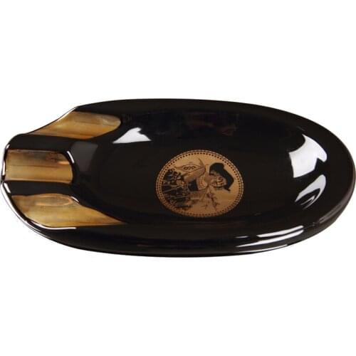 Black Ceramic Cigar Ashtray Porcelain decor for home interior Business Gift portable outdoor ashtray Smoking Ash Tray cinzeiros