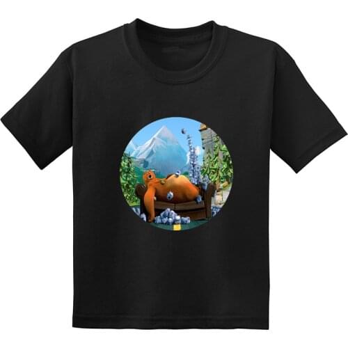Sunlight Grizzy Bear Cute Lemmings Cartoon Funny Kids T shirt Summer Children Clothes Short Sleeve Baby Boys Girls T-Shirts