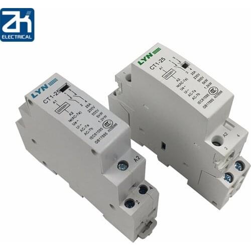CT1 2P 16A 25A 220V/230V 50/60HZ Din Rail Household Ac Contactor 2NO for Household Home Hotel Resturant