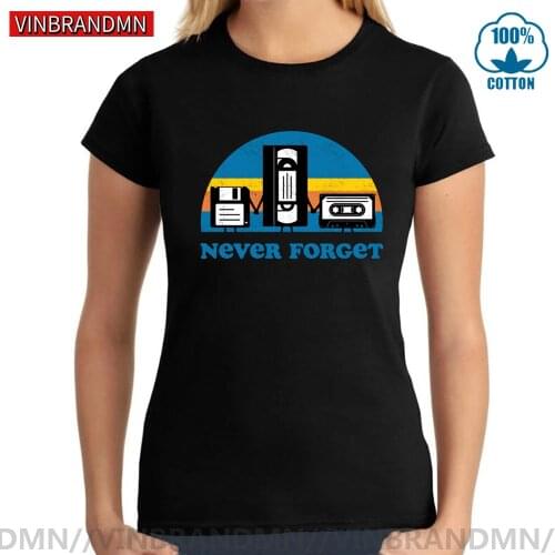 Girl 70s 80s Fashion Clothes Never Forget Magnetic Tape Disc Cassette Disk Funny Tshirt Women Causal Good Memory Hip Hop T-Shirt