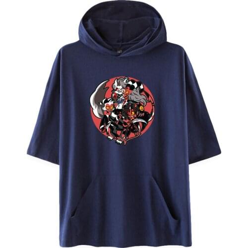 Helluva Boss Hoodie T-shirts Unisex Summer Short Sleeve Sweatshirt Women Men Tshirts Harajuku Streetwear American Anime Clothes