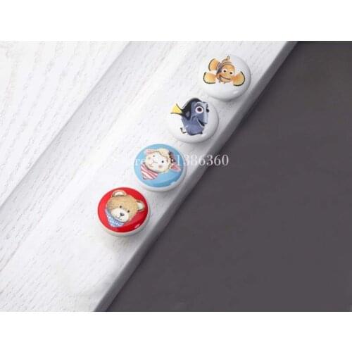 1PCS Children room cartoon handle Finding Nemo knob hand-draw great circle drawer chest door handlle ceramic handle latest CP479