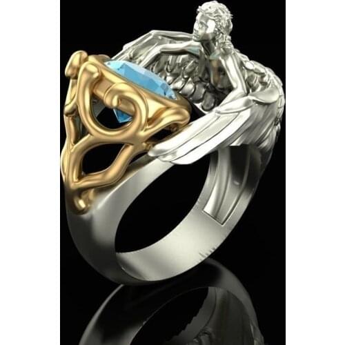Ancient Greek Mythology Goddess Angel Design Ring Hold Water Bottle Silver Color For Woman Luxury Finger Accessories Jewelry