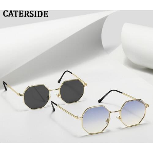 Emosnia Small Vintage Polygon Sunglasses Men Women 2021 Luxury Quality Brand Octagon Metal Goggle Driving Sun Glasses for Ladies