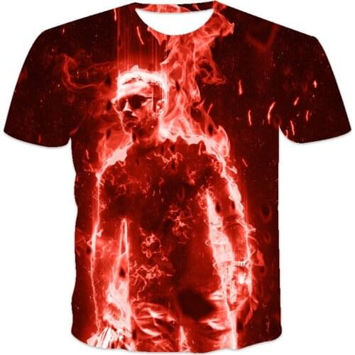 Summer T Shirt For Men Headshot 3D Printing Biusa Culing Round Neck Coat Short-Sleeve