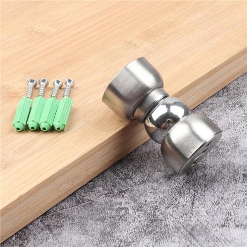 1Sets 5.6cm Magnetic Door Stops Mini Stainless Steel Ultra-short Door Stopper Hidden Holders Floor Hardware Fitting With Screws