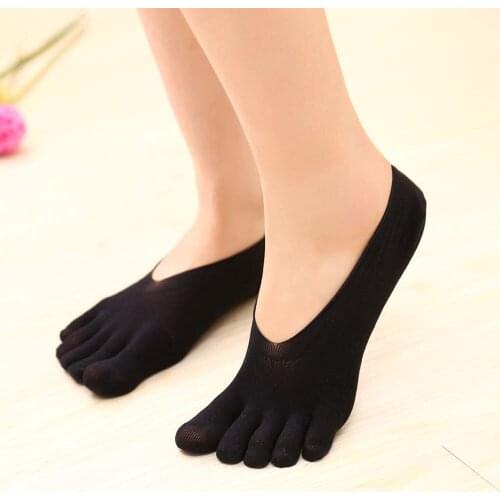 Fashion Women Cotton Blend Lace Five Toe Ankle Sock Antiskid Invisible Low Cut Socks Summer Thin Invisibility Non Slip