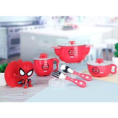 Disney Children Tableware Set Stainless Steel Heat Preservation, Water Injection, Eating Bowl, Spoon, Knife and Fork Set