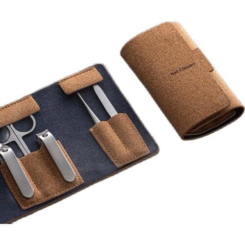 Nature Wood Nail Manicure Set Professional Stainless Steel Scissors Grooming Kit Art Cuticle Tools Clipper Cutter Case Gift Pack