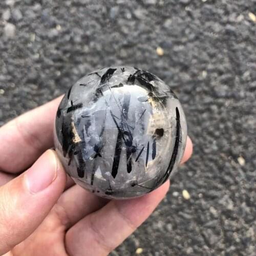 MOKAGY 50mm-60mm Natural Healing Black Tourmaline Quartz Hair Crystal Sphere Energy Ball for Decoration 1p