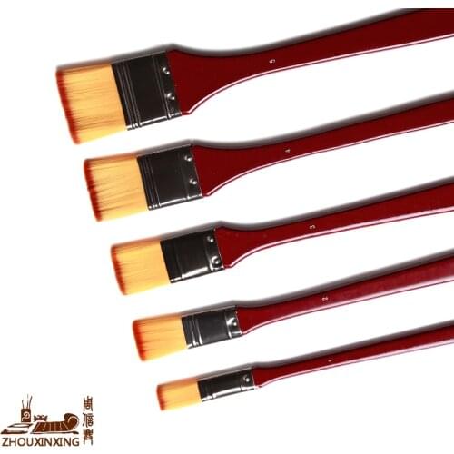 Zhouxinxing Nylon hair scrubbing brush wooden rod 5pcs oil painting water chalk painting brush paint acrylic brush Art supplies
