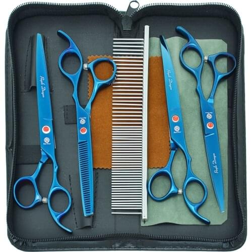 Purple Dragon 7" Pets Grooming Scissors Dog Curved Shears Japan Steel Animals Hair Cutting Thinning Tijeras Barbers Shear B0023B