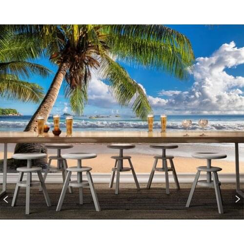 Papel de parede Coco palm on beautiful beach at sunrise natural scenery wallpaper,living room tv sofa wall bedroom mural