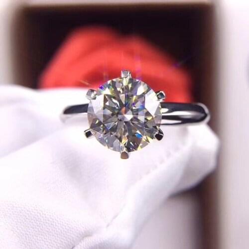 Wedding 100% 2ct Moissanite Diamond Ring Genuine 18K 750 Gold D color VVS