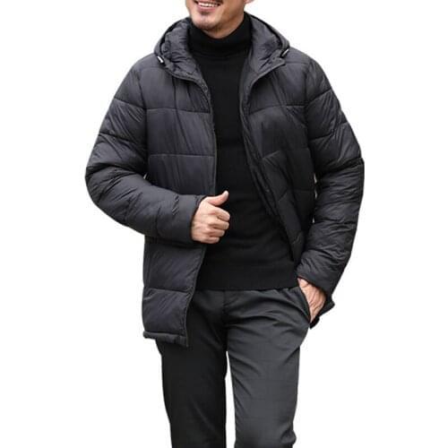 Winter smart casual men parkas coat hooded zipper male parka long sleeve warm fleece pockets jacket coat black plus size XXXL