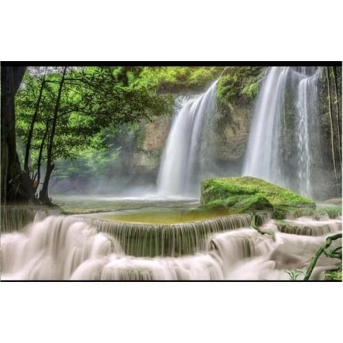 Custom photo wallpaper for walls 3 d murals wallpapers 3D beautiful and fresh scenery flowing water waterfall TV background wall