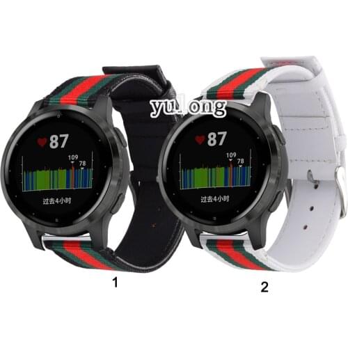 22mm Genuine Leather Nylon Watch Band Strap for Garmin Vivoactive 4 4s Active Smart Watch Replacement Wrist band Correa