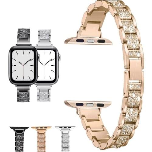Women bands for apple watch se band series 6 5 4 3 40mm 38mm 44mm 42mm bling Jewelry Metal strap for iwatch 6 se 40mm Bracelet
