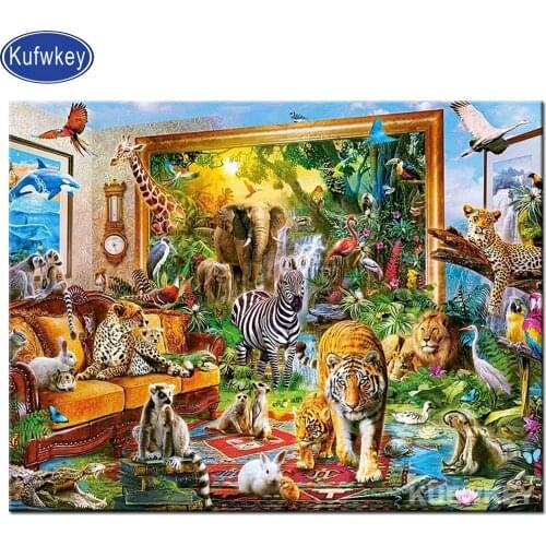 Handicrafts needlework wall stickers tiger lion animal 5d diy diamond painting full square diamond mosaic paintings exquisite gi