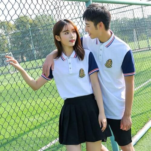 Japanese School Uniform Suit For Women Men High School Students Class Clothing Sports Wear Summer t-shirt Navy White Skirt