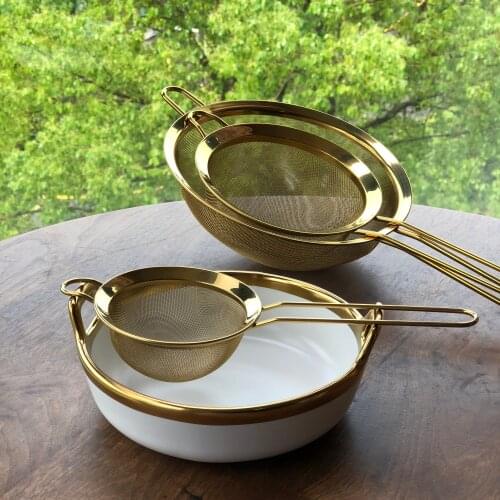 Gold Flour Sugar Sieve Mesh Colanders Strainers Egg Beater Mixer Cake Tool kitchen Tool