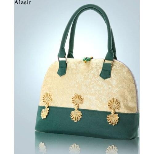 Alasir Chinese Style Hand Bag Retro Embroidery Bag Womens Canvas Bag Elegant Cheongsam Bag Luxury Patchwork Handbags Designer