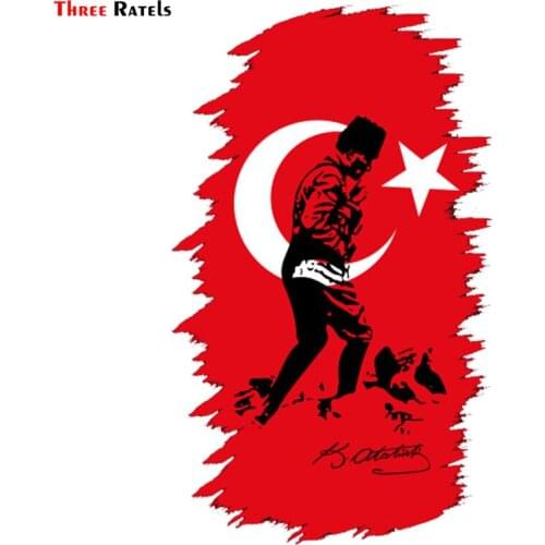 Three Ratels TRL603# 9x15cm Turkey Mustafa Kema Ataturk signature colorful funny car stickers and decals styling removable