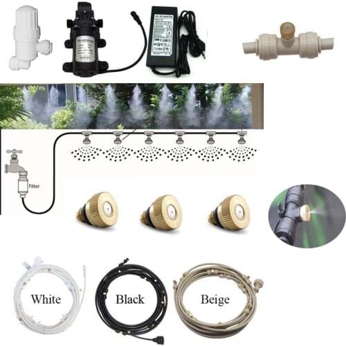 Three colors water spray outdoor garden misting cooling system water fog system for flowers plants 6M-18M
