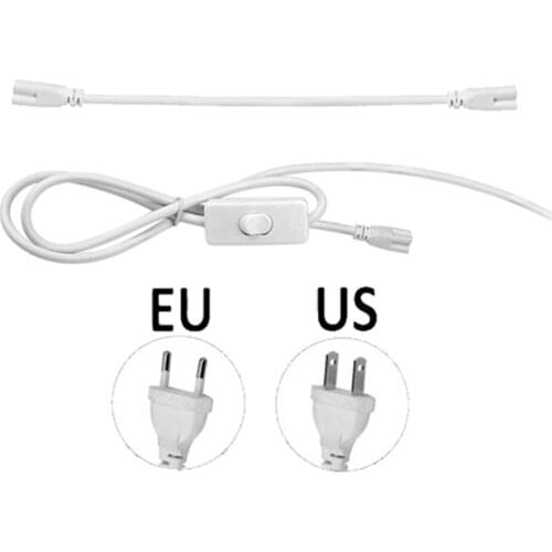 Tube T5 Lighting Accessory 30cm Connection Wire US /EU Plug Switch Cable 120cm 2 Hole 3 Hole For LED Lamp