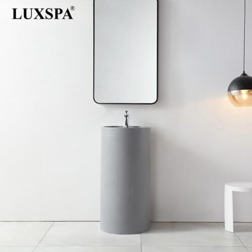 Unique Design Pedestal Resin Stone Basin Round Artificial Stone Bathroom Basin Solid Surface Basin