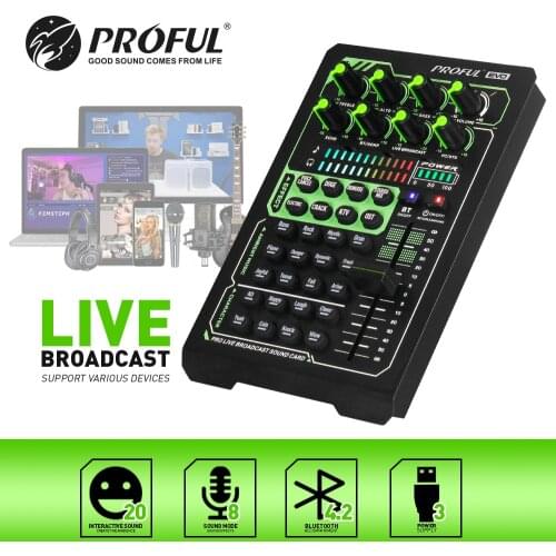 Debra Audio Interface External Sound Card,Large Capacity Battery,With Bluetooth,20 Kinds Of Sound Effects,For Live Broadcast