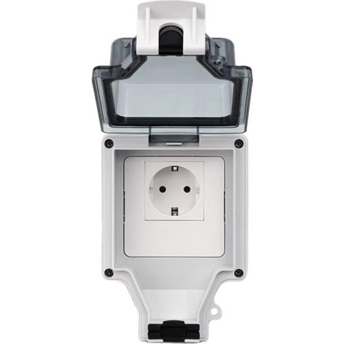 EU/UK/France/Universal Standard Weatherproof Waterproof Outdoor Wall Power Socket 16A Outlet Grounded AC 110~250V