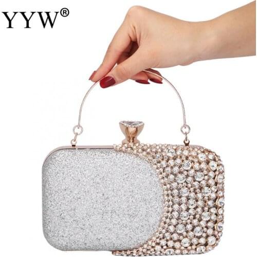 Wedding Diamond Woman Bag Clutch Bag Silver Gold Crystal Handbags Sling Package Cell Phone Pocket Matching Bag Wallet Purse