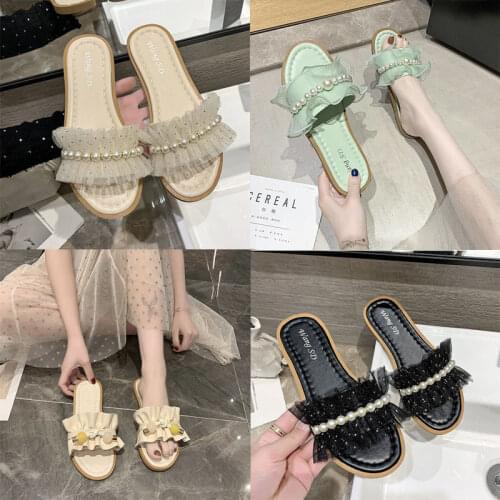 Womens Slippers 2021 Summer Outing Fashion All-Matching Internet Celebrity Ins Outer Wear Flat Non-Slip Ladies' Sandals