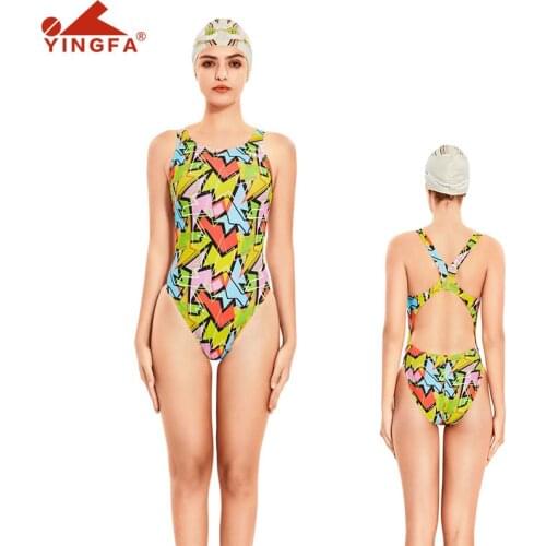 Womens swimwear 2020 Yingfa Digital Printing Professional Competition One Piece Swimsuit Chlorine Resistant Woman Swimsuit